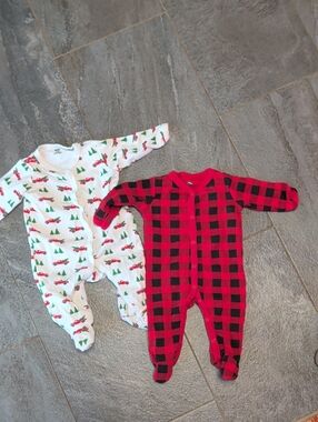 Red & Black Buffalo Plaid Baby Footed One-Piece - Cozy Holiday Sleepwear